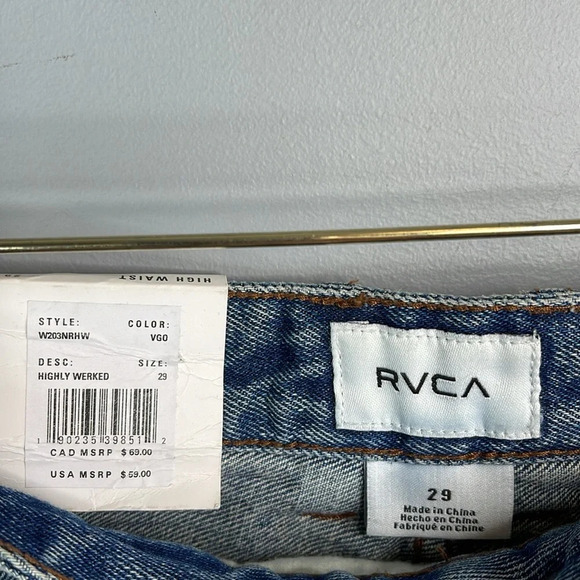 RVCA NWT The Highly Werked Carpenter Jean Shorts Vintage Vibe High Waist Size 29 - Picture 9 of 14